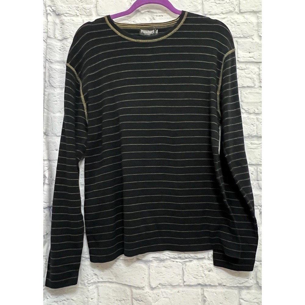 VTG Steve & Barrys Long Sleeve Black Thin Stripes T Shirt Size XL Y2K Skater